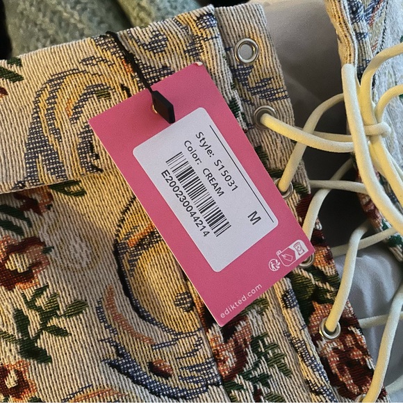 EDIKTED Floral Tapestry Lace-Up Back Strapless Minidress - Picture 8 of 8